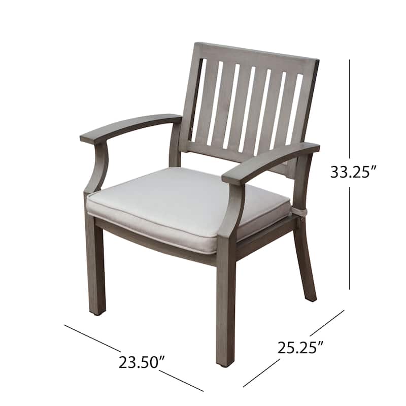 2 Piece Outdoor Dining Chair Set, All-Weather Aluminum Frame Patio Dining Chair Armchair with Cushion for Lawn Garden Backyard