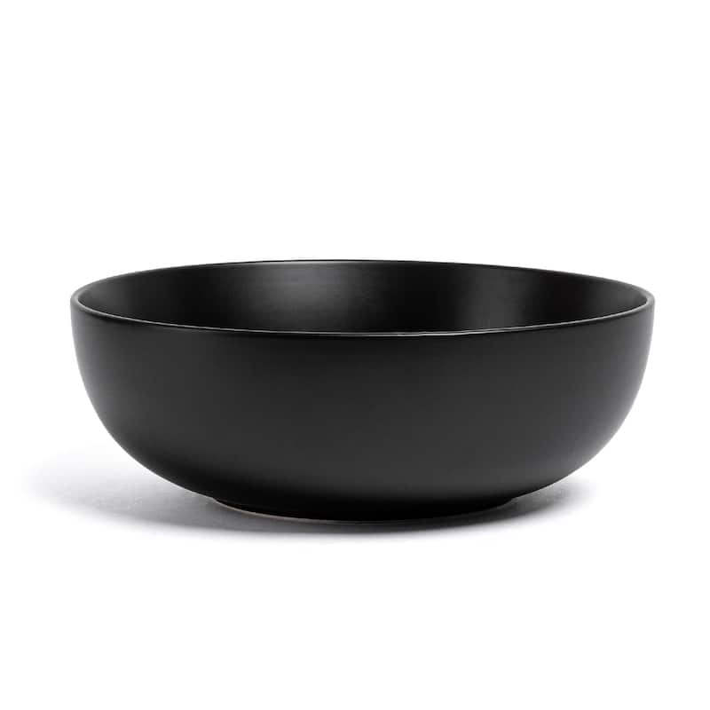 over&back Coupe Semi-Matte Stoneware Low Serving Bowl, 3.2qt - BLACK