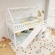 preview thumbnail 5 of 6, White Durable Twin Over Twin Bunk Bed with Slide, Staircase for Kids