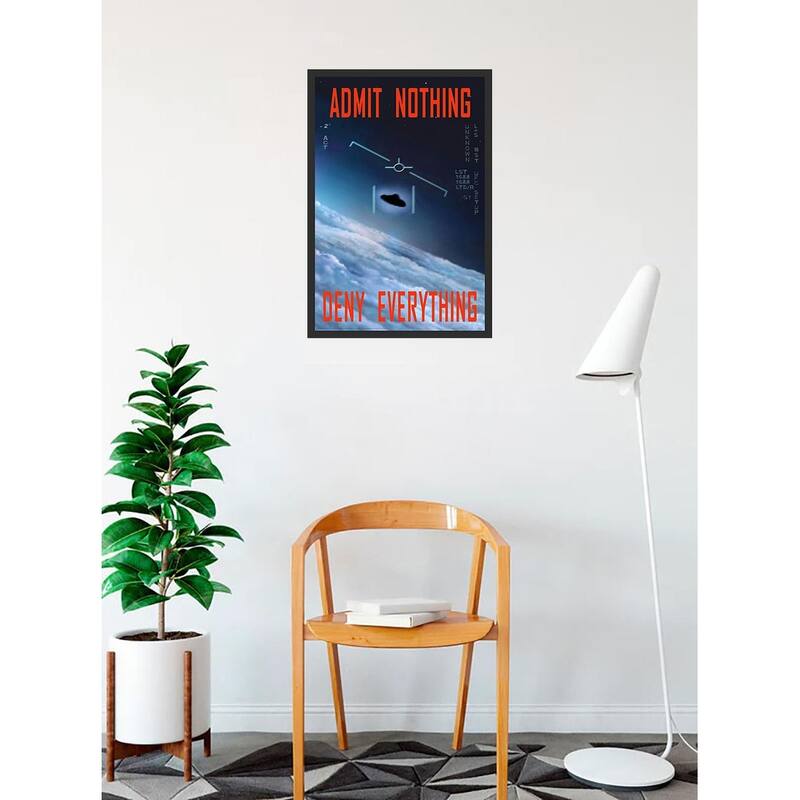Admit Nothing Deny Everything UFO Framed Poster - 24 x 36 Inch