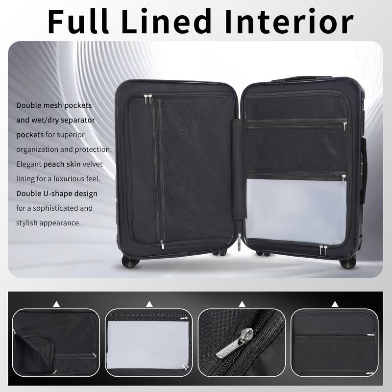 3-Piece ABS & PC Luggage Set Hardside Lightweight Spinner Suitcase Carry,20in/24in/28in