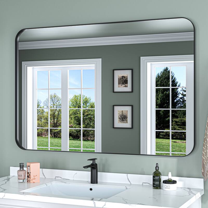 TOOLKISS Aluminum Alloy Round & Right Angle Frame Vanity Mirror