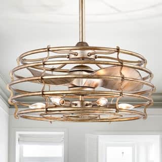 Gold Brushed 6 Light 3 Blade Chandeler Ceiling Fan 26 Inch w Remote