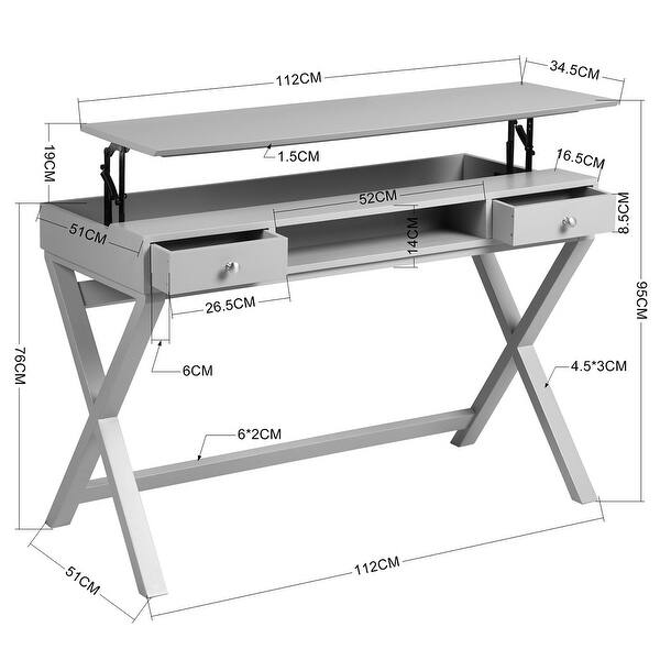 Computer Desk with 2 Drawers, HeightAdjustable Top, Versatile Home