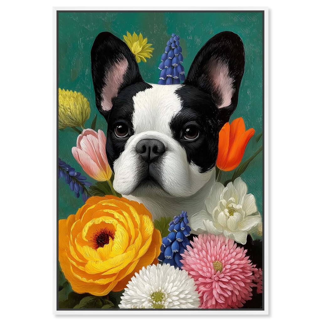 Secret Garden Frenchie Canvas by Art Remedy