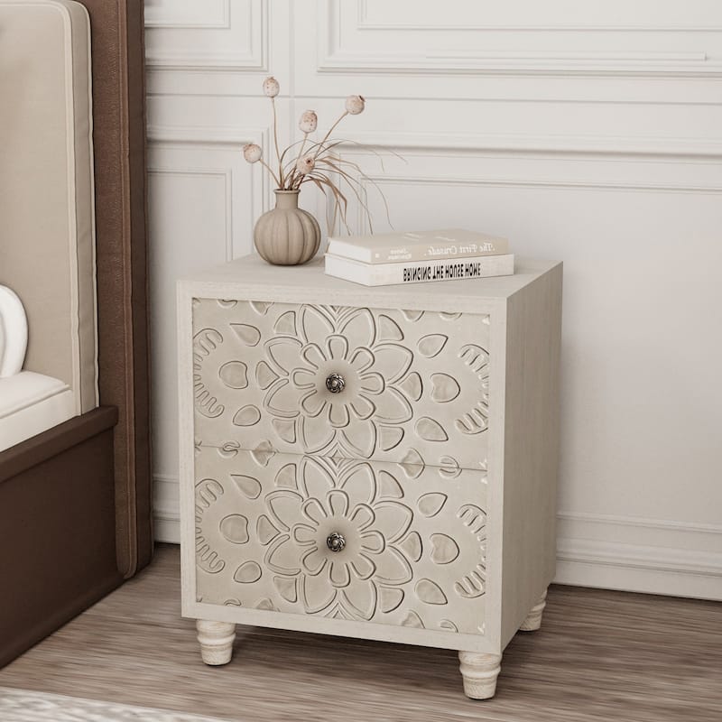 SUNBURY Vintage Solid Wood Nightstand with Drawer