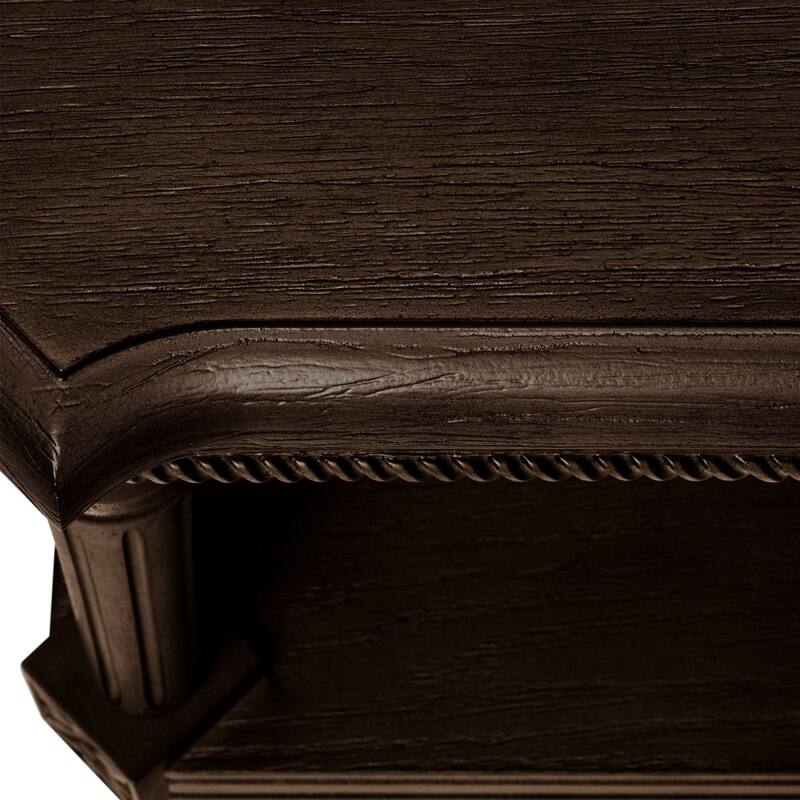 Maven Lane Pullman Traditional Square Wooden Side Table in Antiqued Brown Finish
