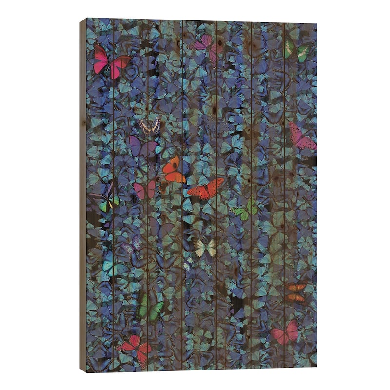 Butterflies I Print On Wood by Marcio Alek - Multi-Color - 26x18x1.5