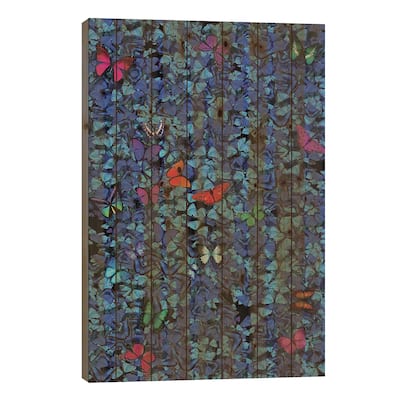 Butterflies I Print On Wood by Marcio Alek - Multi-Color