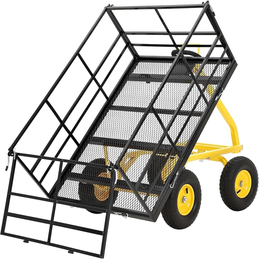 3-in-1 Convertible Yard Wagon 1500-lb Capacity 13In All-Terrain Tires and Removable Mesh Panels Black