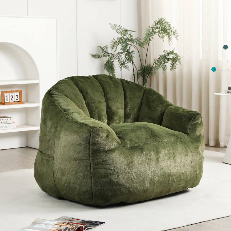 Bean Bag Chair, Bean Bag Sofa Chair with Armrests, Stuffed High-Density Foam - Green