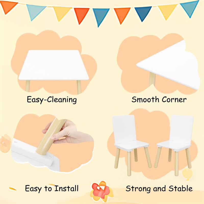 Toddler Kids Table and Chair Set,Wooden Activity Play Table Set,3 PCS