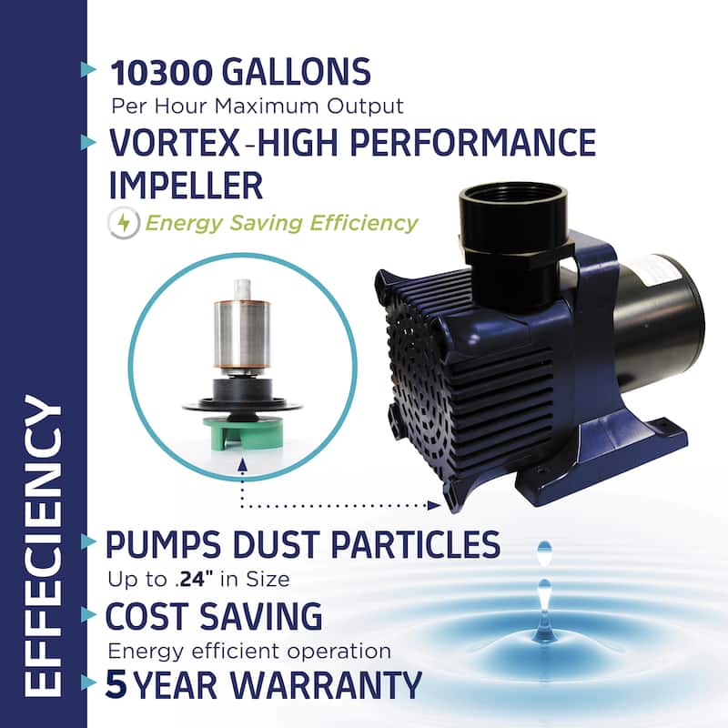 Alpine Corporation Submersible Water Pump with 33 FT Cord for Ponds, Fountains, Waterfalls & Water Circulation
