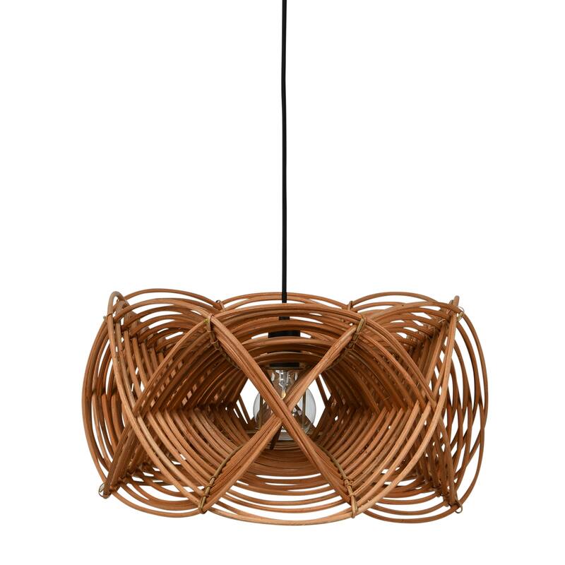 Woven Rattan Ceiling Light - 19.7"L x 19.7"W x 11.0"H