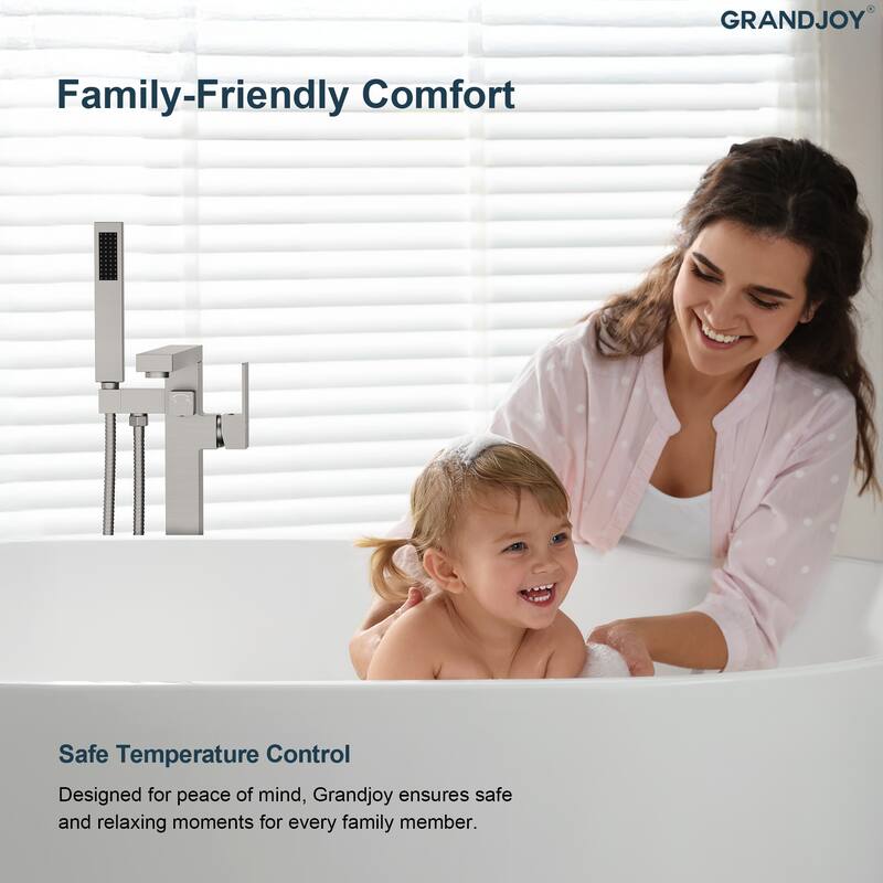 GRANDJOY 1-Handle Stylish Freestanding Tub Faucet with Hand Shower