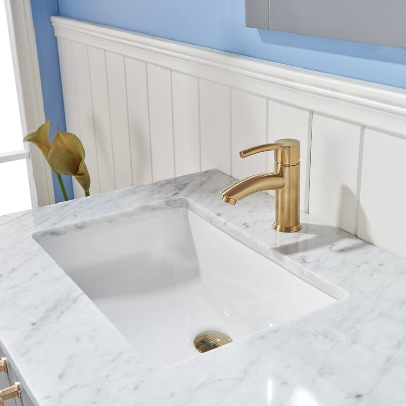 Altair Sutton Single Bathroom Vanity Set and Carrara White Countertop