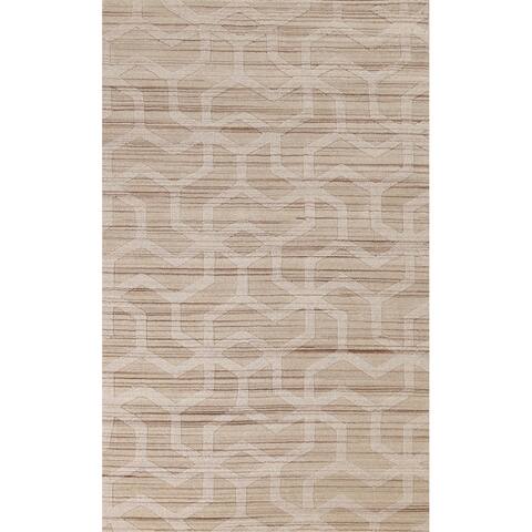 Modern Geometric Gabbeh Oriental Wool Area Rug Hand-knotted Carpet - 5'1" x 7'10"