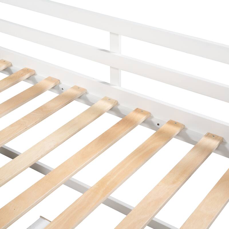 Twin Solid Pine Loft Bed with Shelves, Drawers, and Guardrail