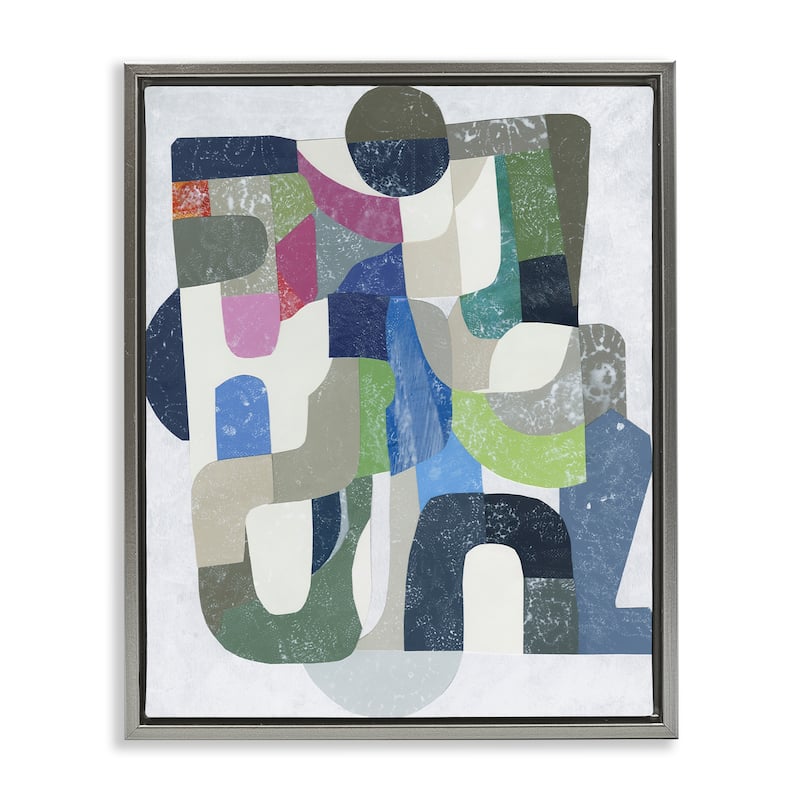 Stupell Retro Geometrics on Grey Framed Floater Canvas Wall Art Design By Coco Good - 25 x 31 - Grey