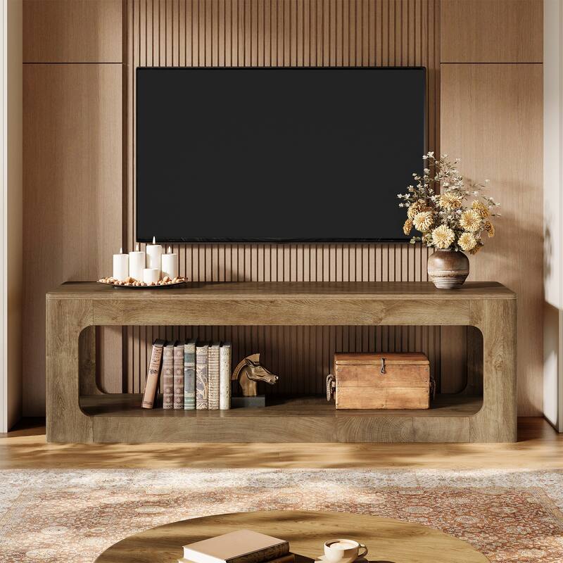 63" TV Stand with Storage, Entertainment Center Television Media Console Table for 55/60/65/75-Inch TVs Living Room Bedroom