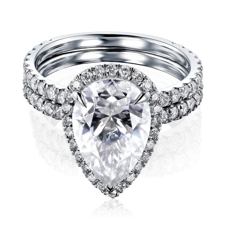 Kobelli Signature Collection 4.5 Carats Moissanite & Diamond 14k Solid Gold Near Eternity Halo Paige 2pc Bridal Set - 9.5 - White