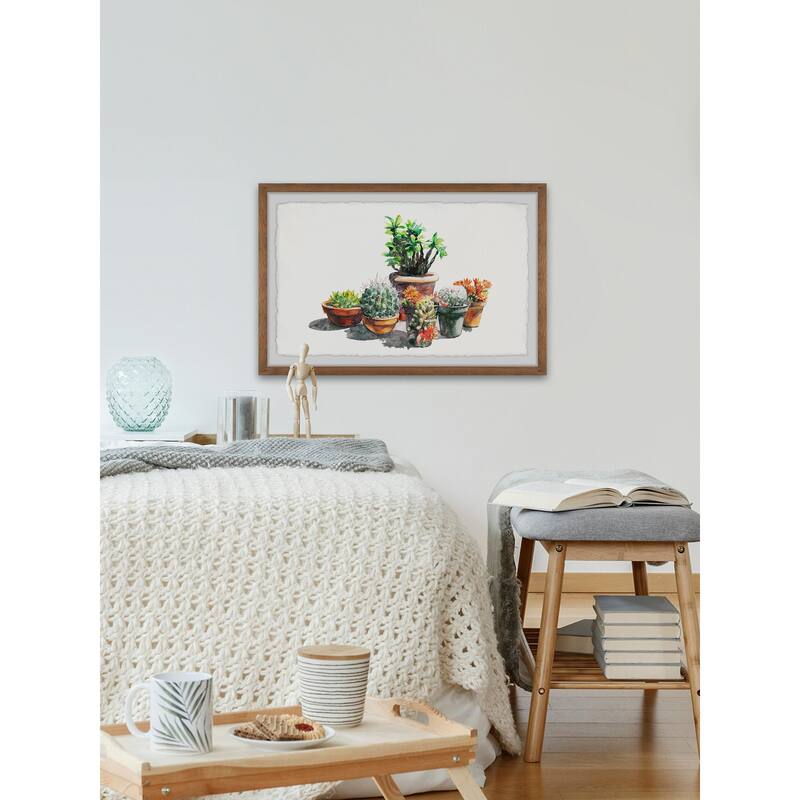 Potted Plant Arrangement Framed Wall Art, Nature-Inspired Accent - Refreshing Botanical Touch for Your Walls