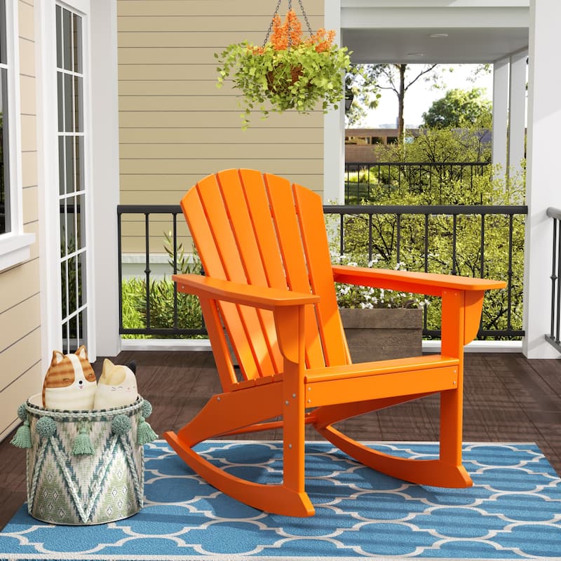 Laguna Hdpe All Weather Outdoor Patio Rocking Chair - Orange
