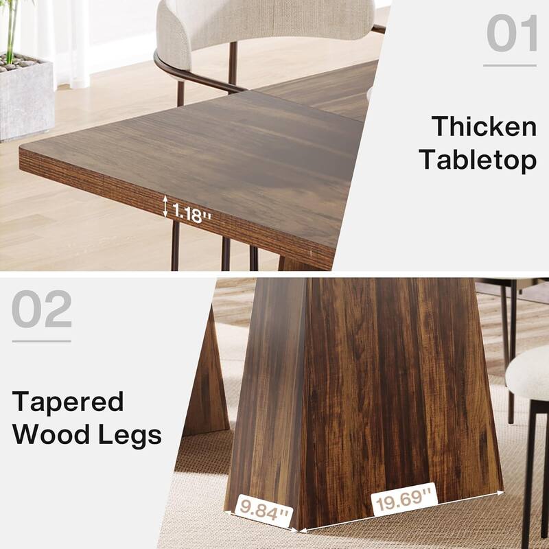 63" Modern Executive Desk, Large Computer Workstation with Sturdy Double Pedestal Base, Elegant Study & Writing Table