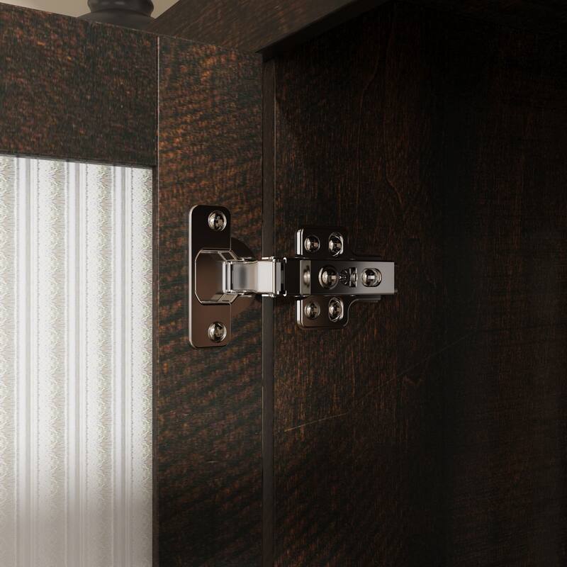 Acrylic Doors Creative White/Brown Buffet Sideboard Bookcase Accent Storage Cabinet: Elegant Storage with Rich Wood Grain Finish