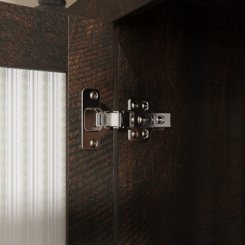 Acrylic Doors Creative White/Brown Buffet Sideboard Bookcase Accent Storage Cabinet: Elegant Storage with Rich Wood Grain Finish