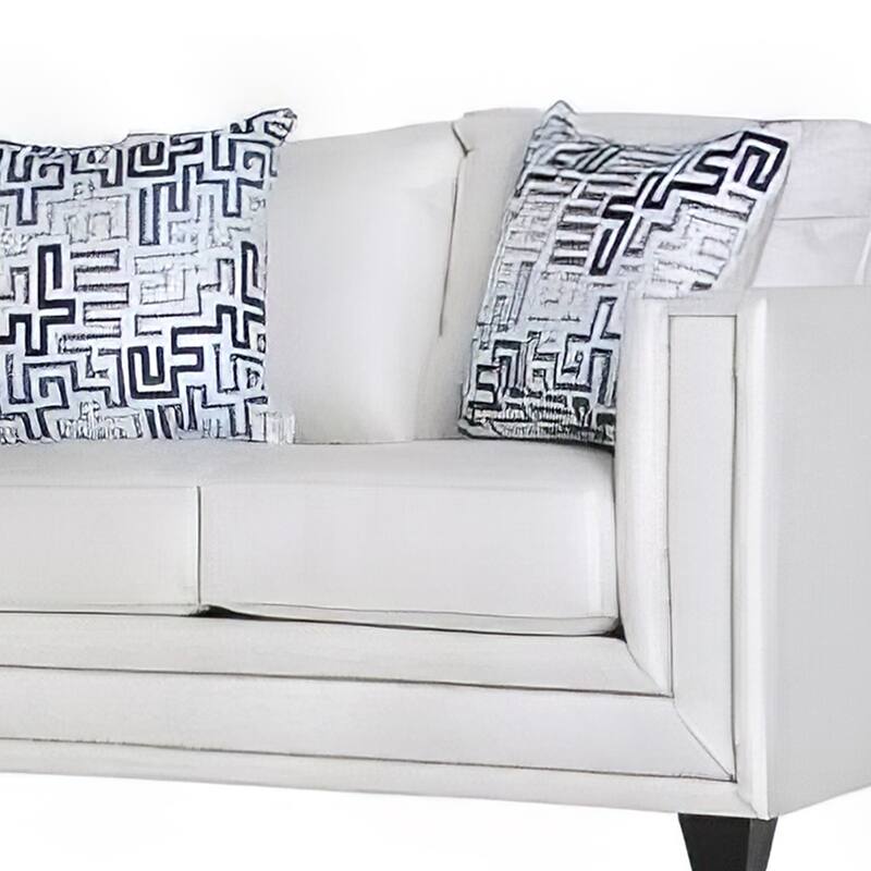 Imna Sofa and Loveseat Set with 4 Accent Pillows, White Blue Chenille