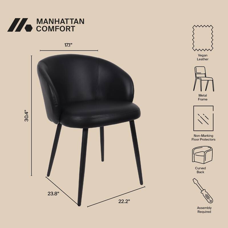 Manhattan Comfort Looma Vegan Leather Metal Side Chair - Set of 2