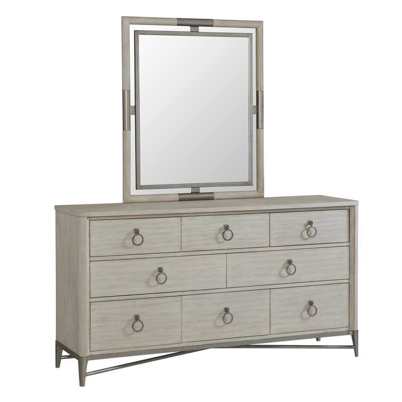 Roundhill Furniture Mantalia Solid Wood Bedroom Set, Panel Bed, Dresser, Mirror, 2 Nightstands, and Bench, Champagne