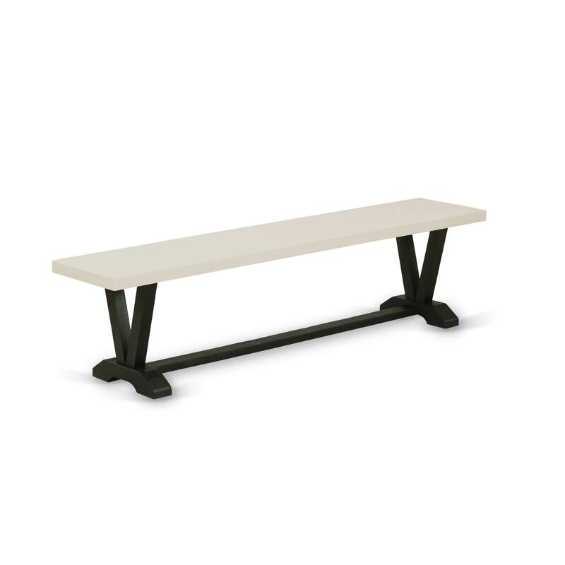 East West Furniture V-Style Modern Dining Room Bench with Wooden Seat, 72x15x18 Inch(Finish Options) - 72