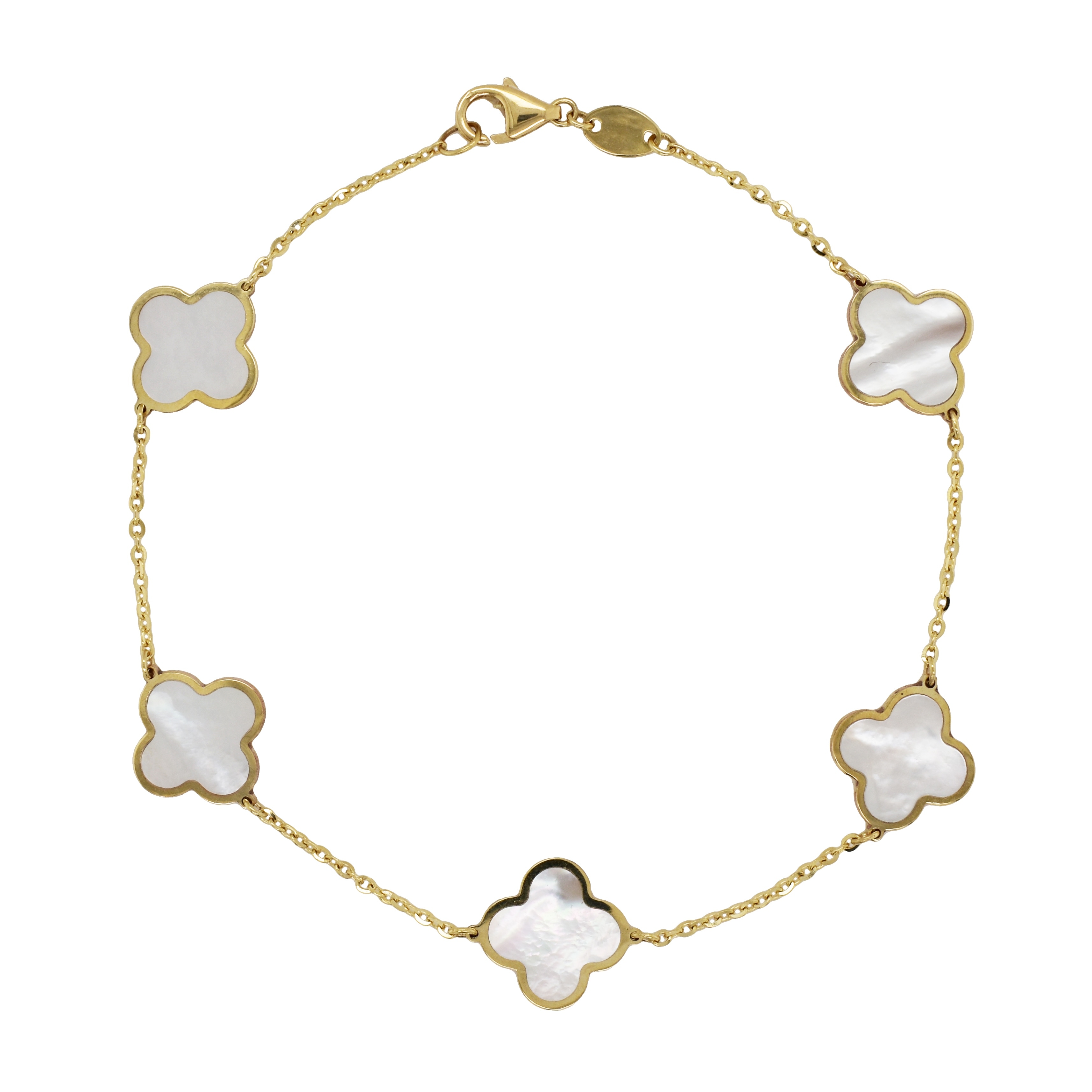 Joelle 14K Yellow Gold Clover Gemstone Bracelet - Made in Italy 10mm Clover Size