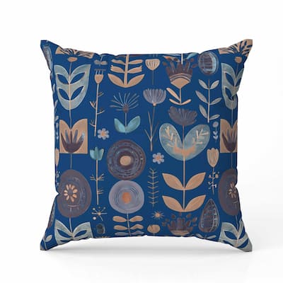 Baltic Blossoms Faux Suede Reversible Throw Pillow Blue and Beige