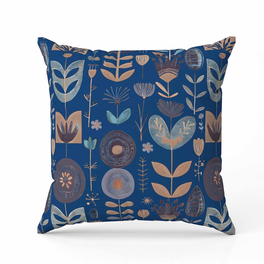 Baltic Blossoms Faux Suede Reversible Throw Pillow Blue and Beige