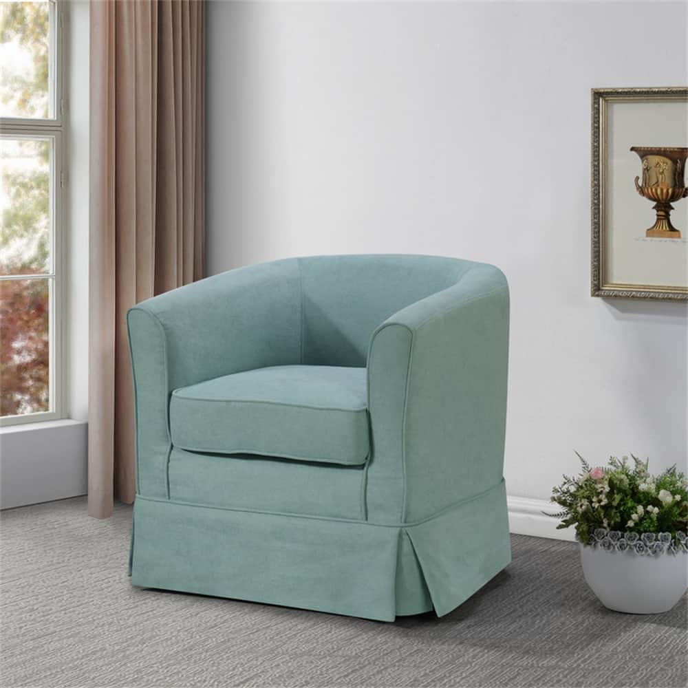 Woven Fabric Swivel Barrel Chair
