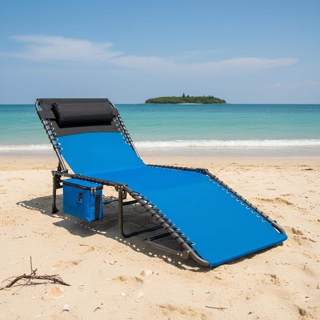 Outdoor Chaise Lounge Chair, Sun Tanning Chair with Carrying Handle for Garden, Beach, Patio