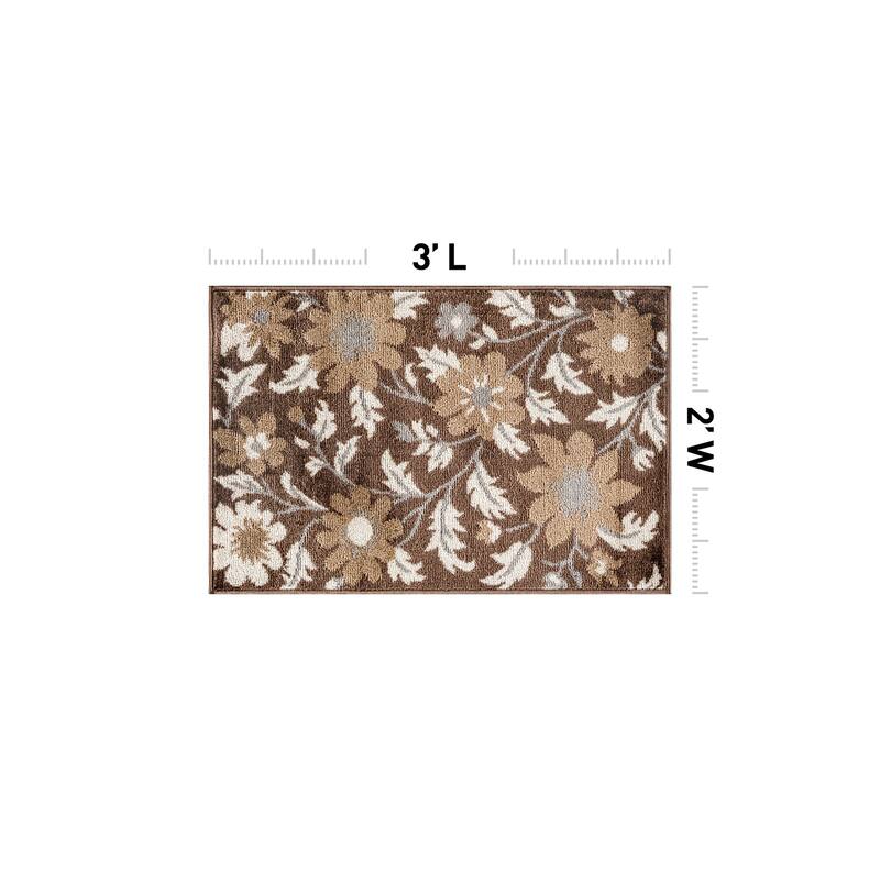 Contemporary Floral Area Rug for Living Room, Bedroom, or Entryway - Low Pile Indoor Rug