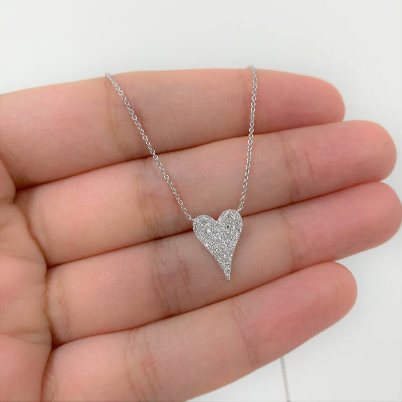 Joelle Collection Diamond Pave Heart Necklace 1/5 ct TDW 14K Rose Gold -