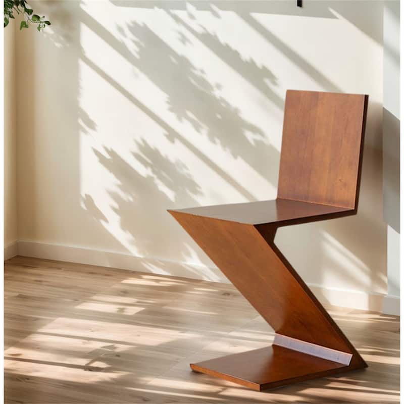 Z-shaped Solid Wood Backrest Dining Chair Creative Retro Single Seat
