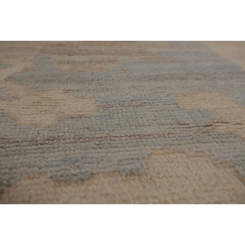 Transitional Oushak Turkish Area Rug Handmade Beige Wool Carpet - 8'3"x 9'9"