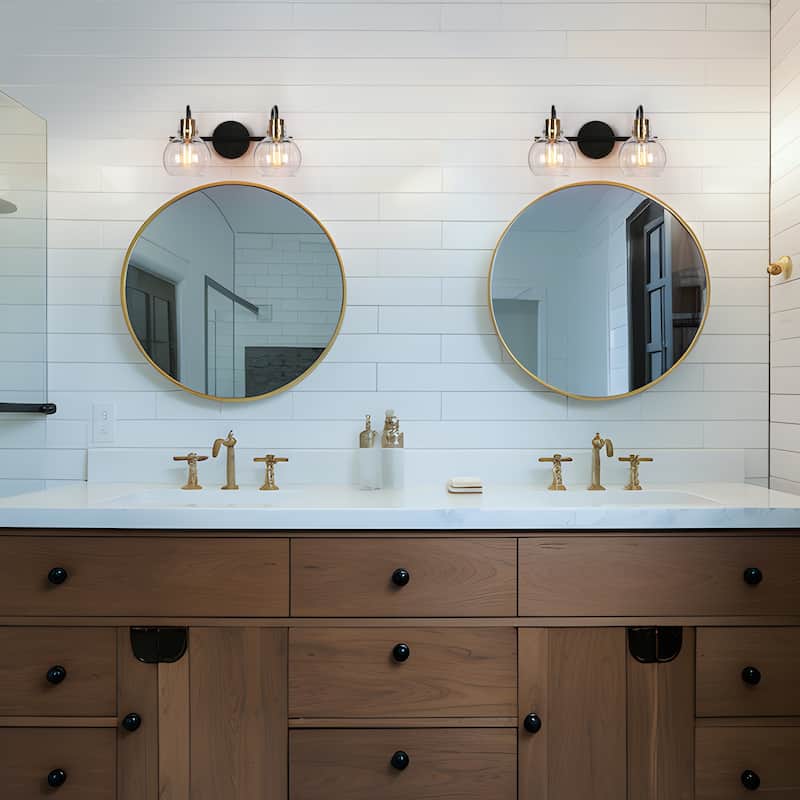 Modern 2-Light Black Gold Bathroom Vanity