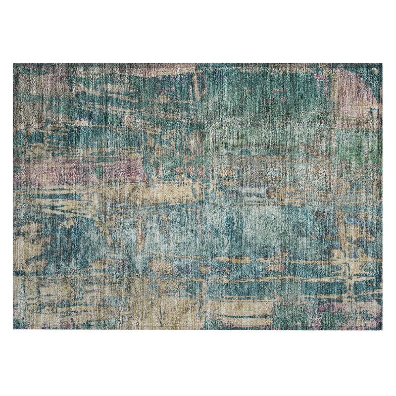 Machine Washable Indoor/ Outdoor Abstract Modern Chantille Rug