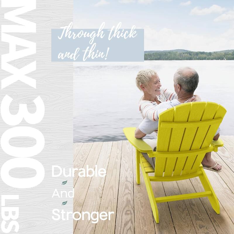 WINSOON All Weather HIPS Outdoor Plastic Adirondack Chairs Set of 2