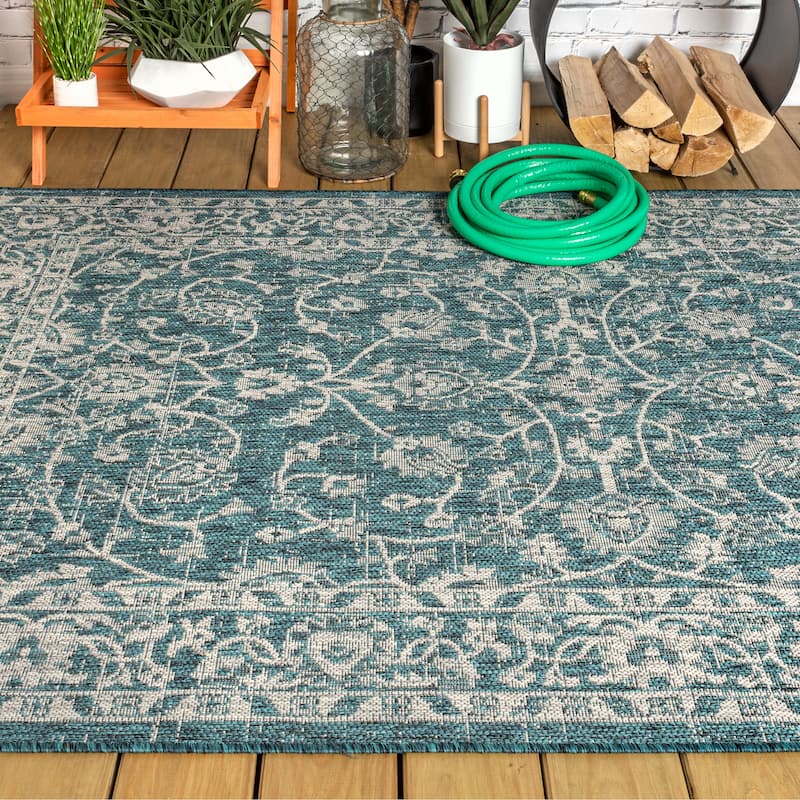 JONATHAN Y Palazzo Vine and Border Textured Weave Indoor/Outdoor Area Rug