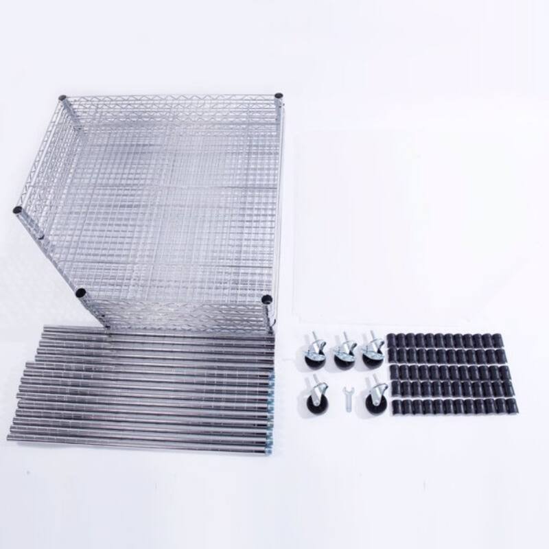 6-Layer Plastic Coated Polygonal Corner Shelf with 2" PP Wheels - (26.77 x 26.77 x 70.87)"