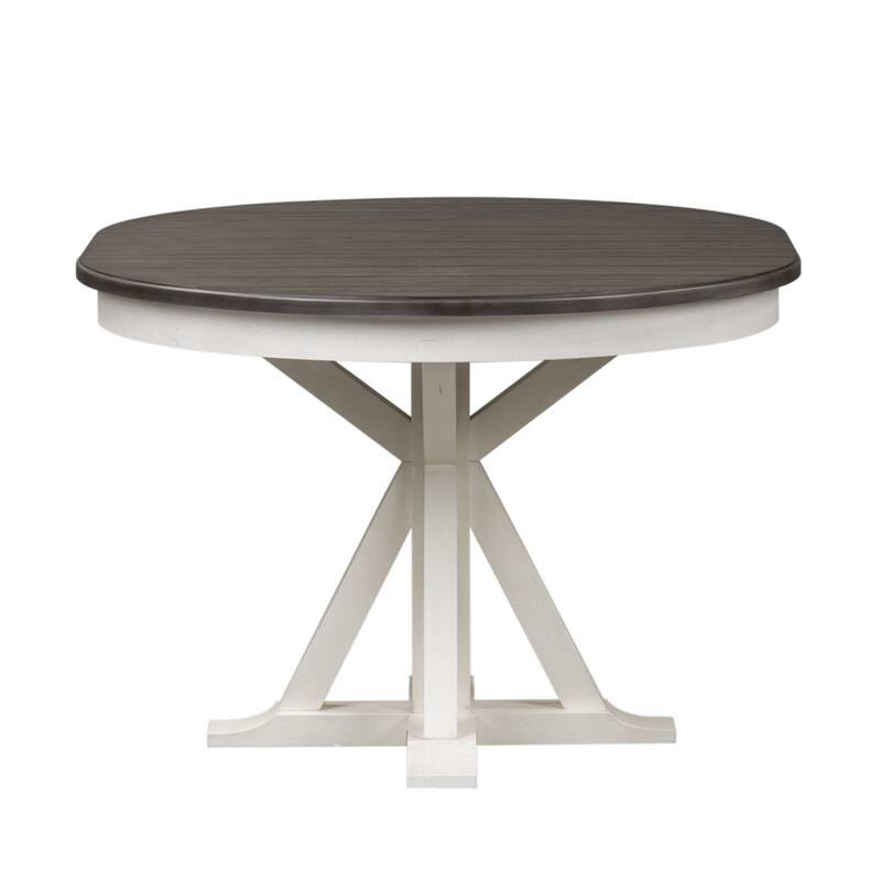Allyson Park Wirebrushed White 5 Piece Pedestal Table Set
