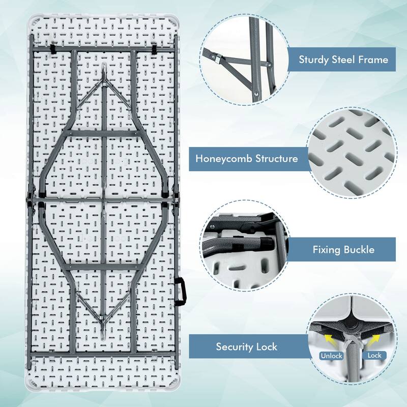 Costway 6' Folding Table Portable Plastic Indoor Outdoor Picnic Party